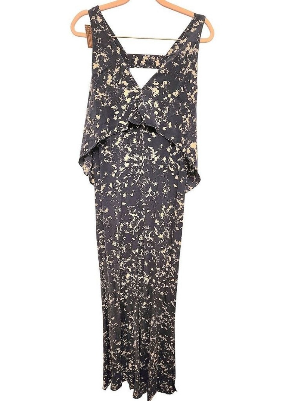 INTERMIX Navy and Cream Floral Maxi Dress